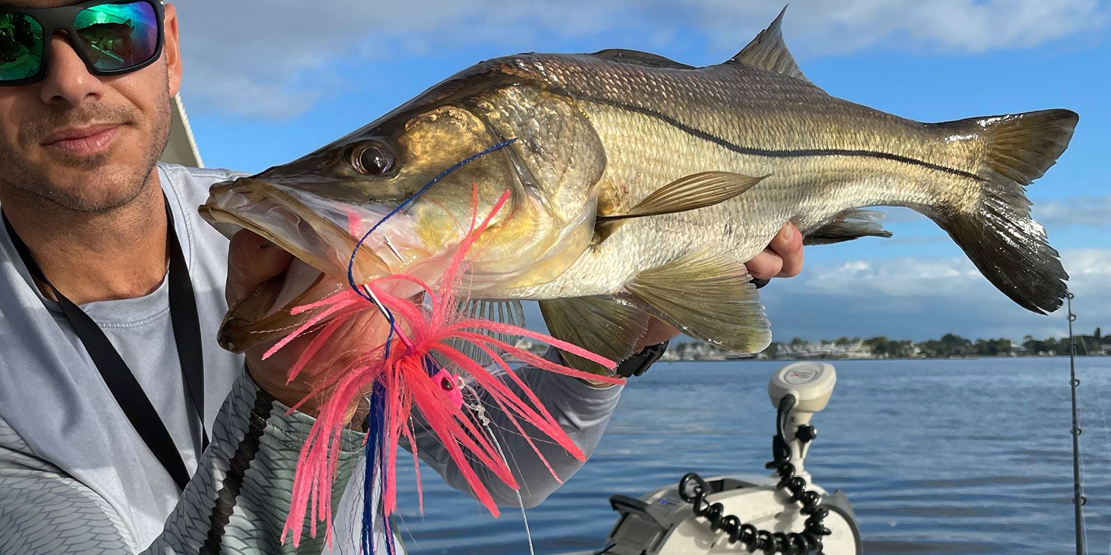 flair hawk jig in snook's mouth